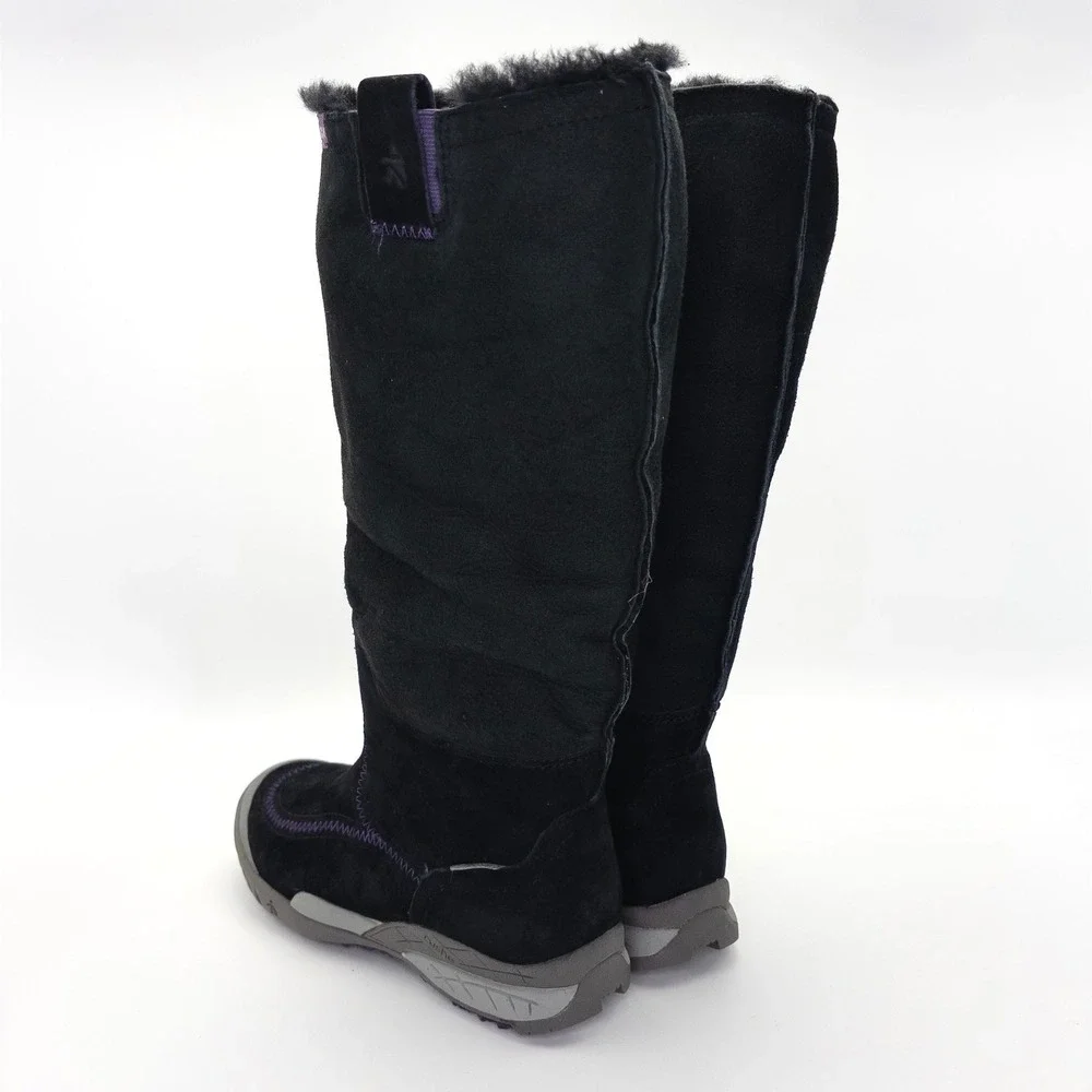 Cushe Wildride UW00553 Black Suede Tall Winter Boots Vibram Sole Women's 6
